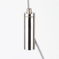 M5 Innengewinde Messing Seilstopper 9x29 mm mit seitlichem Ausgang, vernickelt