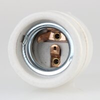 E27 Porzellan-Lampenfassung mit Ring-Aufhängung, seitlicher Kabeleinführung – glasiert, 250V/4A