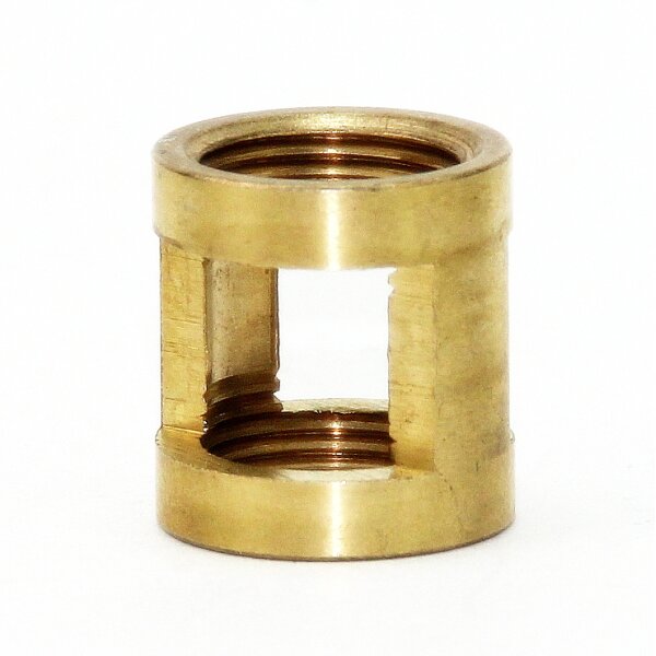 Auslass-Muffe Gewinde-Adapter Messing roh M13x1 Innengewinde auf M13x1 Innengewinde 17x18mm