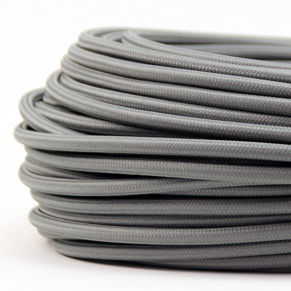 Textilkabel Stoffkabel grau 3-adrig 3x0,75 Gummischlauchleitung 3G 0,75 H03VV-F textilummantelt