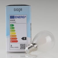 Sigor E14 LED Filament Tropfenlampe matt 2,5W (25W) 2700K warmweiß 250lm dimmbar