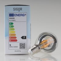 Sigor E14 LED Filament Kopfspiegellampe silber 4,5W (35W) 2700K warmweiß 400lm dimmbar