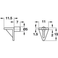 Häfele Bodenträger H3143 283.63.117 für Holz & Glas Ø 5 mm Kunststoff weiß (20 Stück)