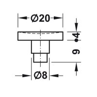 Häfele Glasbodenträger H2047 Durchmesser 20mm für Glastische (20 Stück)