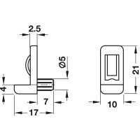 Häfele Bodenträger für Glasböden bis 6mm zum Einstecken in 5mm Bohrloch mit Einrastsicherung