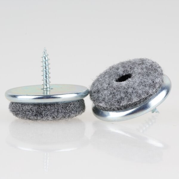 Filzgleiter 30 mm grau mit Schraube für Holzstühle (Metallgehäuse)