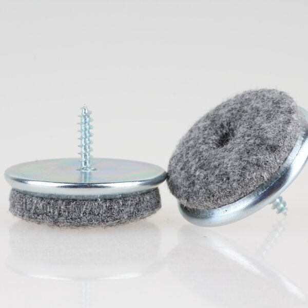 Filzgleiter 35 mm grau mit Schraube für Holzstühle (Metallgehäuse)