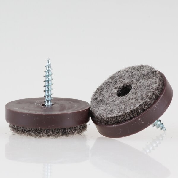Filzgleiter 28 mm braun mit Schraube für Holzstühle ( Metallgehäuse)