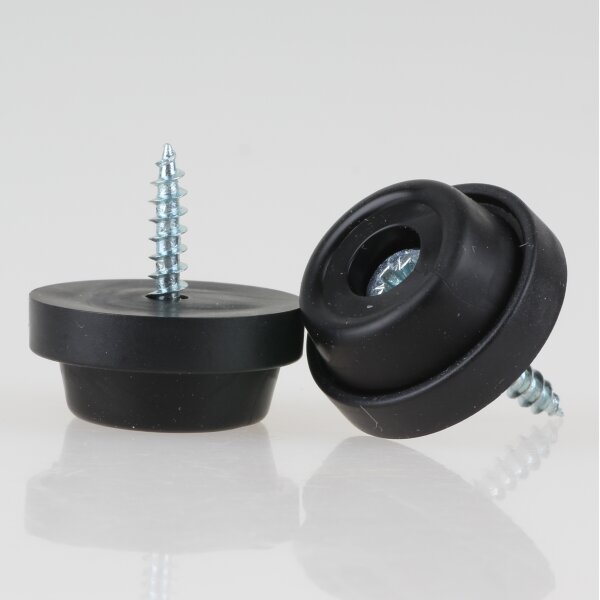Möbelstopper 24 mm schwarz mit Schraube – rutschfest