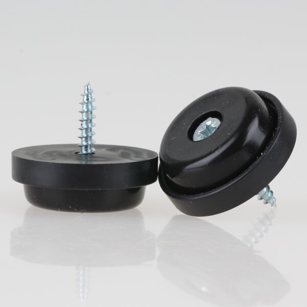 Möbelstopper 28 mm schwarz mit Schraube – rutschfest