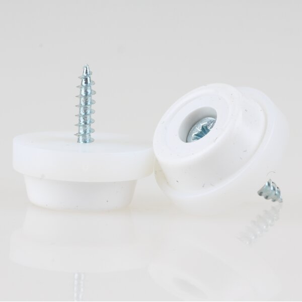 Möbelstopper 24 mm weiß mit Schraube – rutschfest