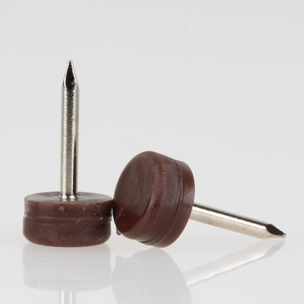 Möbelgleiter 10 mm Kunststoff braun rund mit Nagel – Bodenschoner