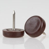 Möbelgleiter 18 mm Kunststoff braun rund mit Nagel...