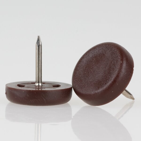 Möbelgleiter 20 mm Kunststoff braun rund mit Nagel – Bodenschoner