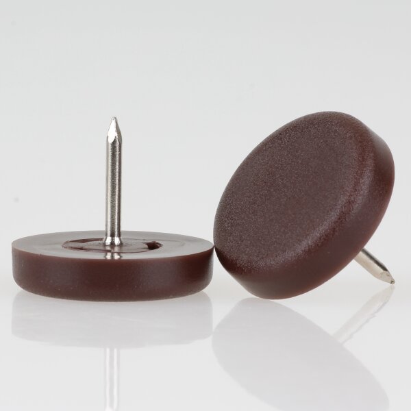 Möbelgleiter 25 mm Kunststoff braun rund mit Nagel – Bodenschoner