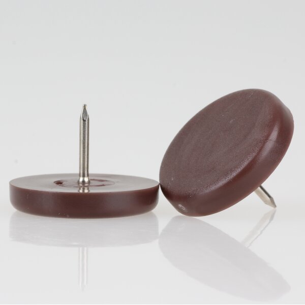 Möbelgleiter 30 mm Kunststoff braun rund mit Nagel – Bodenschoner