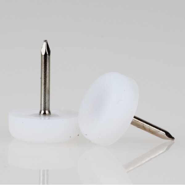 Möbelgleiter 15 mm Kunststoff natur rund mit Nagel – Bodenschoner