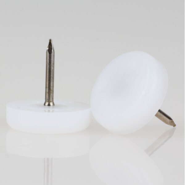 Möbelgleiter 18 mm Kunststoff natur rund mit Nagel – Bodenschoner