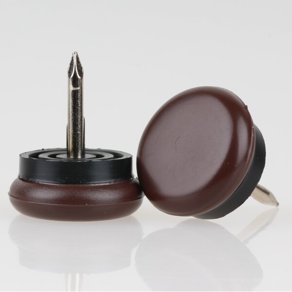 Möbelgleiter 20 mm braun rund – Kunststoff mit beweglichem Nagel