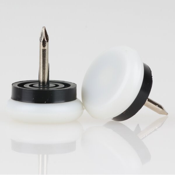 Möbelgleiter 20 mm natur rund – Kunststoff mit beweglichem Nagel