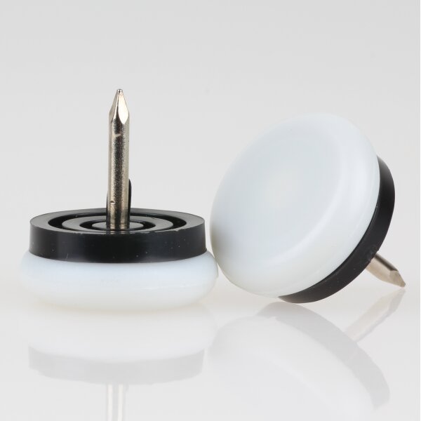 Möbelgleiter 23 mm natur rund – Kunststoff mit beweglichem Nagel