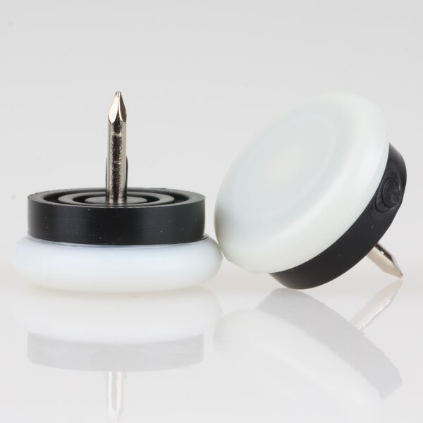 Möbelgleiter 26 mm natur rund – Kunststoff mit beweglichem Nagel