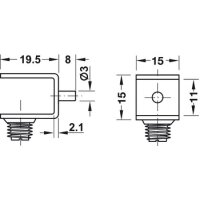 Häfele Bodenträger 6–10mm Glasböden 3mm Bohrloch mit Sicherungsschraube
