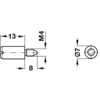 Häfele Bodenträger für Holzböden Stahl vernickelt zum Eindrehen in 5 mm Spreizmuffe mit M4 Gewinde