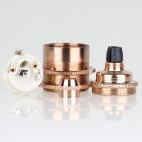 E27 Vintage Lampenfassung Metall Bronze mit 2 Schraubringe und Zugentlastung