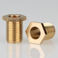 M10x1 Trompetennippel 6 kant ohne Verdrehschutz Messing 12x15 mm Gewindelänge 13 mm