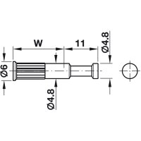 Häfele Endkappenbolzen Rafix 30 verzinkt für 5 mm Bohrung, Wanddicke 16 mm