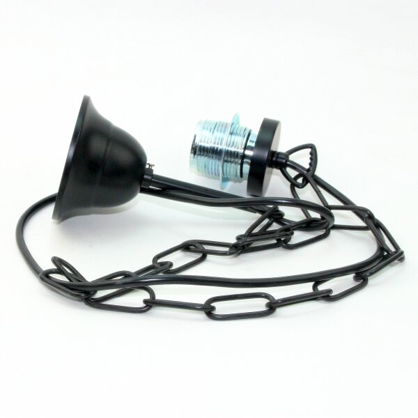 E27 Lampen-Kettenpendel schwarz – 1 Meter mit Premium-Metallfassung, Baldachin & Kette