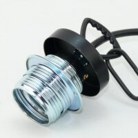 E27 Lampen-Kettenpendel schwarz – 1 Meter mit Premium-Metallfassung, Baldachin & Kette