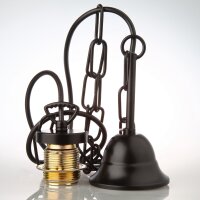 E27 Lampen-Kettenpendel schwarz – 1 Meter mit Premium-Metallfassung, Baldachin & Kette