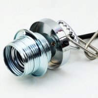 E27 Lampen-Kettenpendel verchromt – 1 Meter mit Premium-Metallfassung, Baldachin & Kette