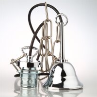 E27 Lampen-Kettenpendel verchromt – 1 Meter mit Premium-Metallfassung, Baldachin & Kette
