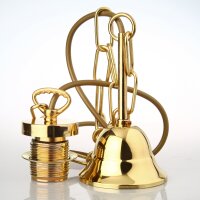 E27 Lampen-Kettenpendel messing poliert – 1 Meter mit Premium-Metallfassung, Baldachin & Kette