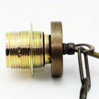 E27 Lampen-Kettenpendel antik fumé – 1 Meter mit Premium Metallfassung, Baldachin & Kette
