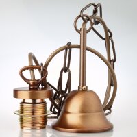 E27 Lampen-Kettenpendel antik fumé – 1 Meter mit Premium Metallfassung, Baldachin & Kette