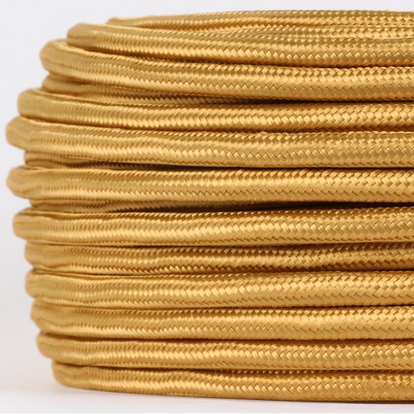 Textilkabel Gold 2-adrig 2x0,75 Schlauchleitung 2G 0,75 H03VV-F textilummantelt
