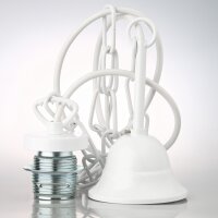 E27 Lampen-Kettenpendel weiß – 1 Meter mit Premium Metallfassung, Baldachin & Kette