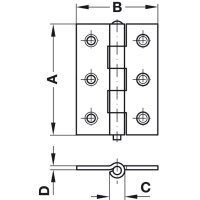Häfele Scharnier gerollt 63 x 42 mm Stahl verzinkt mit losem Stift