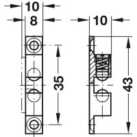 Häfele Ideal-Schnäpper Doppel-Kugelschnäpper Messing 43 mm zum Schrauben