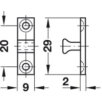 Häfele Ideal-Schnäpper Doppel-Kugelschnäpper Messing 49 mm zum Schrauben