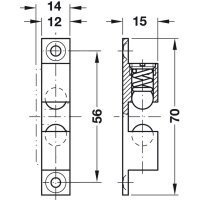 Häfele Ideal-Schnäpper Doppel-Kugelschnäpper Messing 70 mm zum Schrauben
