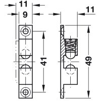 Häfele Ideal-Schnäpper Doppel-Kugelschnäpper Nickel matt 50 mm zum Schrauben