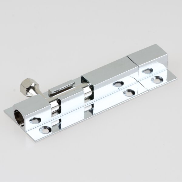 Häfele Möbelriegel Grendelriegel 60 x 16 mm Messing Chrom mit Schließwinkel