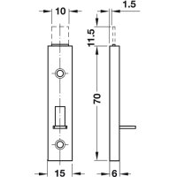 Häfele Möbelriegel gerade 70 x 15 mm Stahl vernickelt