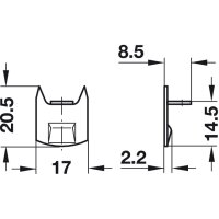 Häfele Schließwinkel mit Wulst und Einschlagzacken 20,5 x 17 mm Stahl vernickelt