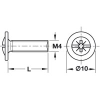 Häfele Gewindeschraube M4x1 Tellerkopf...